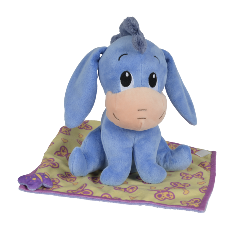 Eeyore the donkey soft toy blanket yellow purple blue butterfly 